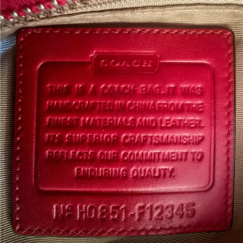 COACH Vintage 3 Piece Set Red Mini “C” Canvas & Leather Tote, Crossbody, Wallet. - Picture 5 of 11